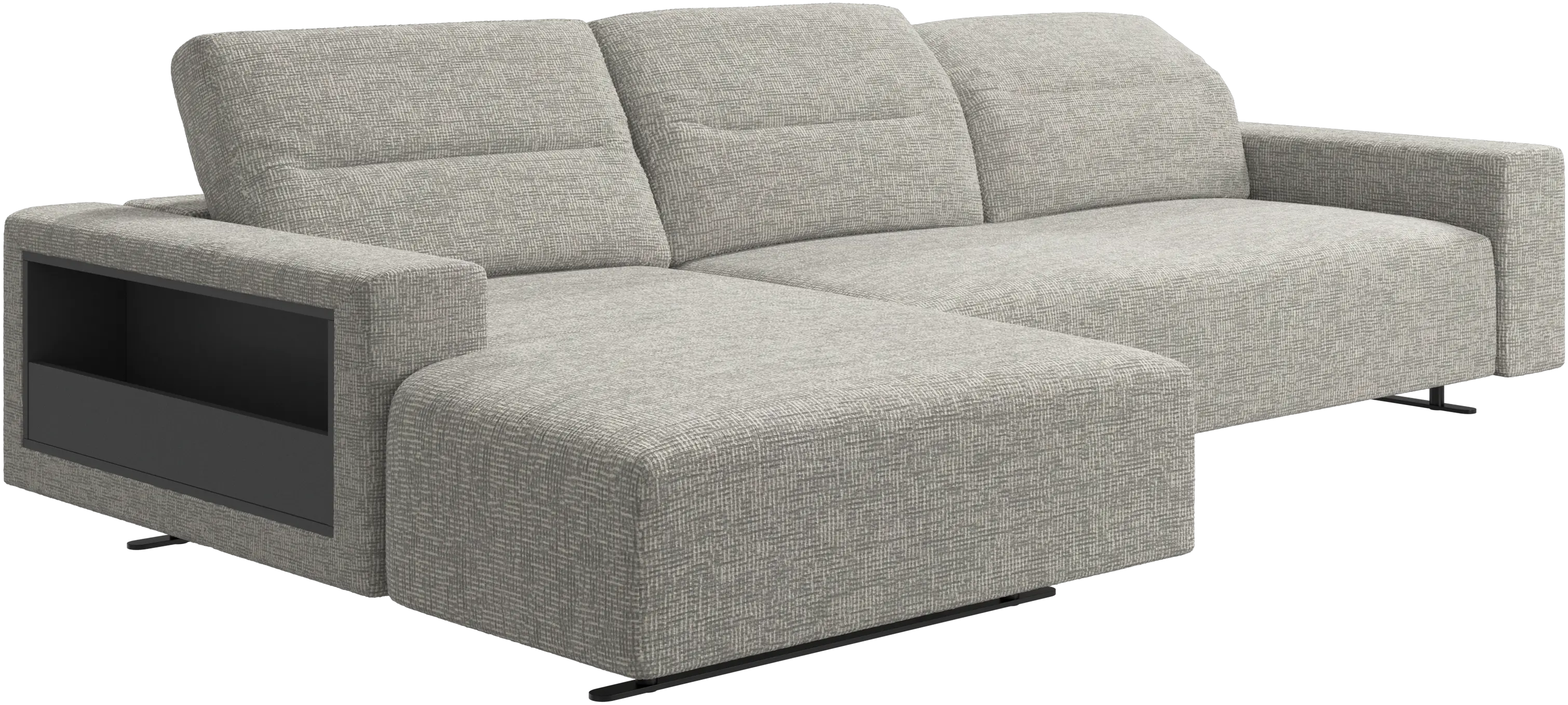 Hampton corner sofa with adjustable back and storage on left side